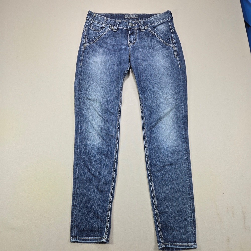 Silver Jeans Co Kelli Cargo Slim Straight Medium Wash Denim Womens 28x31